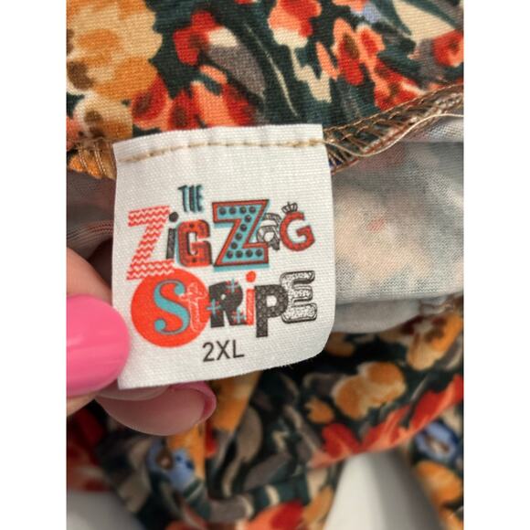 The ZigZag Stripe BOHO Cottagecore Festival Floral Wide Leg Flowy Pants 2XL - Picture 4 of 9